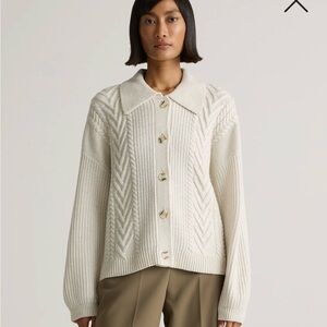 Quince Women's Ivory Cable Knit Cardigan